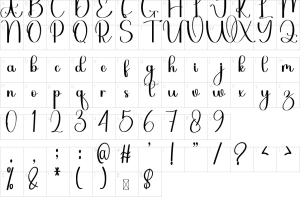 Mapa de caracteres da fonte Anabel Christmas Font
