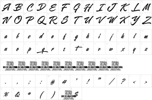 Mapa de caracteres da fonte Anaconda Wildstyle Font