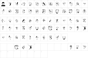 Mapa de caracteres da fonte AnAlphaBetIsm Xtreme Font