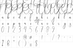 Mapa de caracteres da fonte Anastasia Font