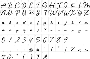 Mapa de caracteres da fonte Andalugia Font