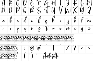 Mapa de caracteres da fonte Andaretta Font