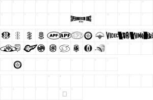 Mapa de caracteres da fonte Anderson Dings 1 Font