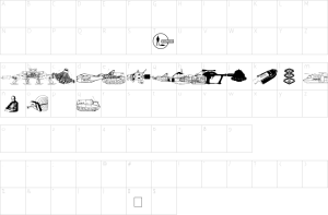 Mapa de caracteres da fonte Anderson UFO Font