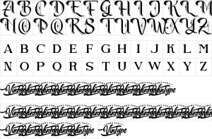 Mapa de caracteres da fonte Angel Bandit Font