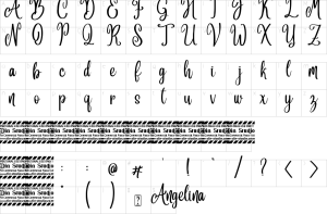 Mapa de caracteres da fonte Angelia Font