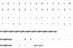 Mapa de caracteres da fonte Angelin Heart Font
