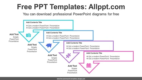 Angled Arrow Stairs PPT Diagram