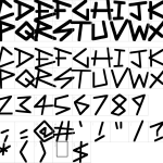 Mapa de caracteres da fonte Angular Anarchy Font