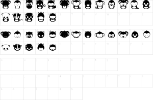 Mapa de caracteres da fonte Animox Font