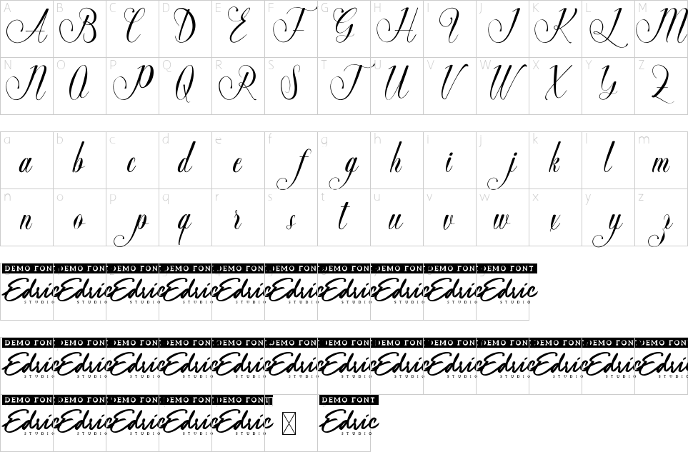 Mapa de caracteres da fonte Anna Audrey Font
