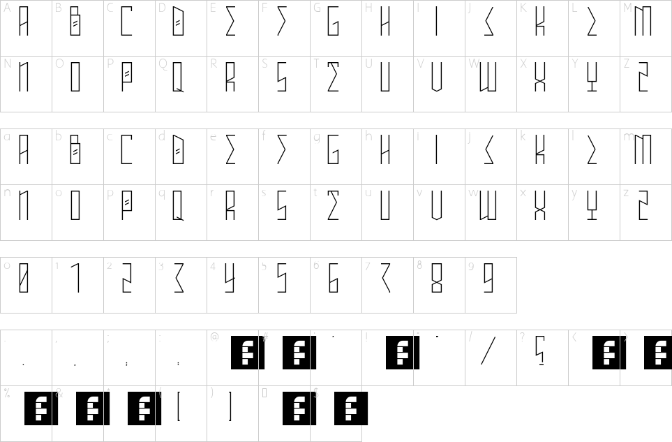 Mapa de caracteres da fonte Annihilate Font