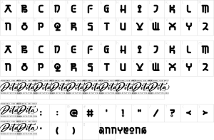 Mapa de caracteres da fonte Annyeong Font