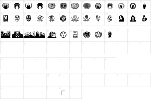 Mapa de caracteres da fonte Anonbats Font