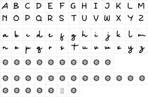 Mapa de caracteres da fonte Another Mood Font