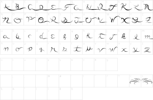 Mapa de caracteres da fonte Another Party Font
