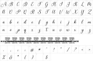 Mapa de caracteres da fonte Anteri Signature Font