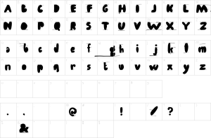 Mapa de caracteres da fonte Antibalon Font