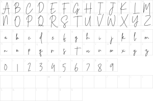 Mapa de caracteres da fonte Antonio Melody Font