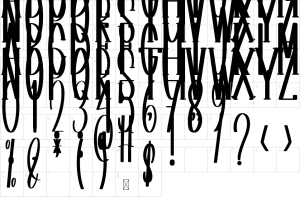 Mapa de caracteres da fonte Antumn Blackboard Font