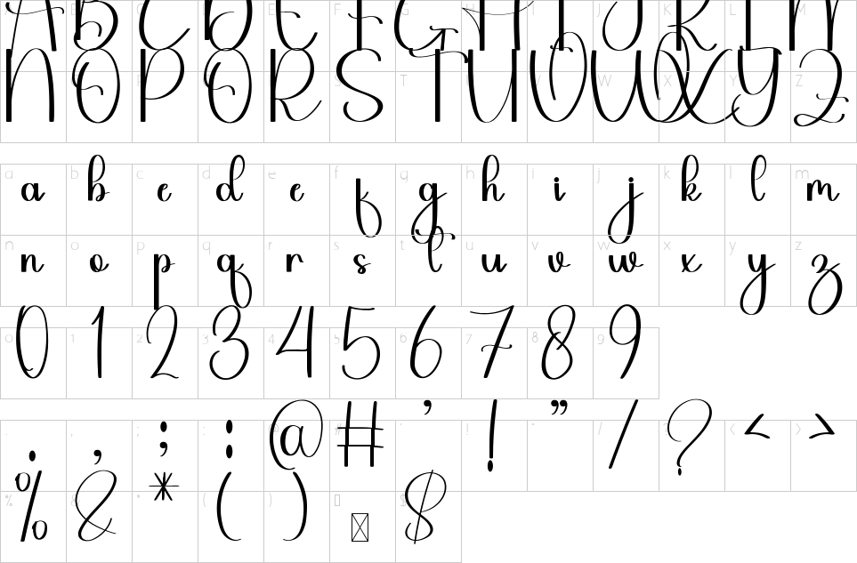 Mapa de caracteres da fonte Antumn Font