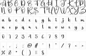 Mapa de caracteres da fonte Anything Font