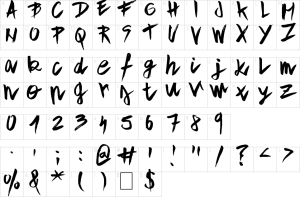 Mapa de caracteres da fonte Aple Time Font
