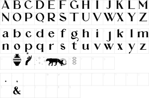 Mapa de caracteres da fonte Aqrada Font