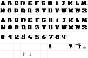 Mapa de caracteres da fonte Arakphobia Font