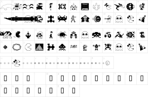Mapa de caracteres da fonte Arcade Font