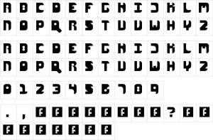 Mapa de caracteres da fonte Arcadia Font