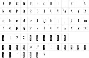 Mapa de caracteres da fonte Arcane Whispers Font