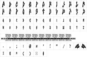 Mapa de caracteres da fonte Archaz Negras Font