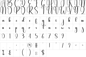 Mapa de caracteres da fonte Archery Font