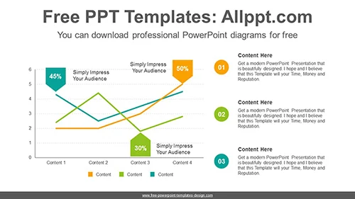 Arrow tag line chart PowerPoint Diagram Template