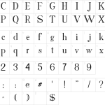 Mapa de caracteres da fonte Arthur Serif Font
