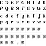 Mapa de caracteres da fonte Artistic Tracing Font