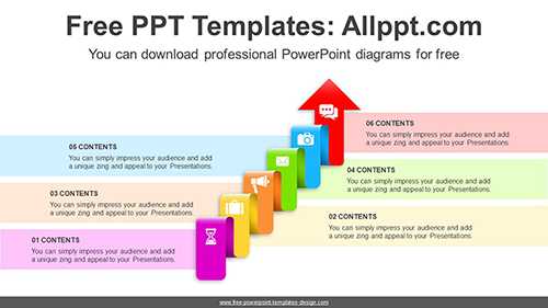 Ascending Ribbon Arrow PPT Diagram