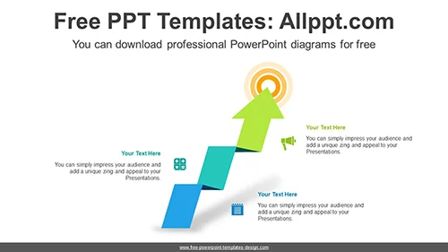 Ascending Steps Ribbon Arrow PPT Diagram