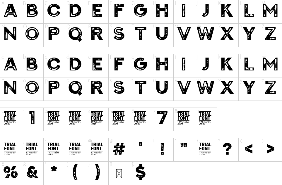 Mapa de caracteres da fonte Aspect Font
