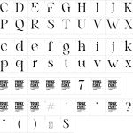 Mapa de caracteres da fonte Aspect Range Font