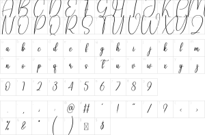 Mapa de caracteres da fonte Astelia Honey Font