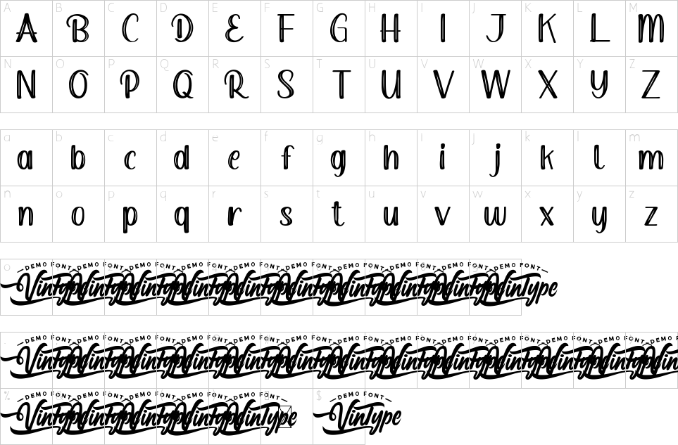 Mapa de caracteres da fonte Aster Daisy Font