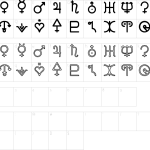 Mapa de caracteres da fonte Astronomic Signs St Font