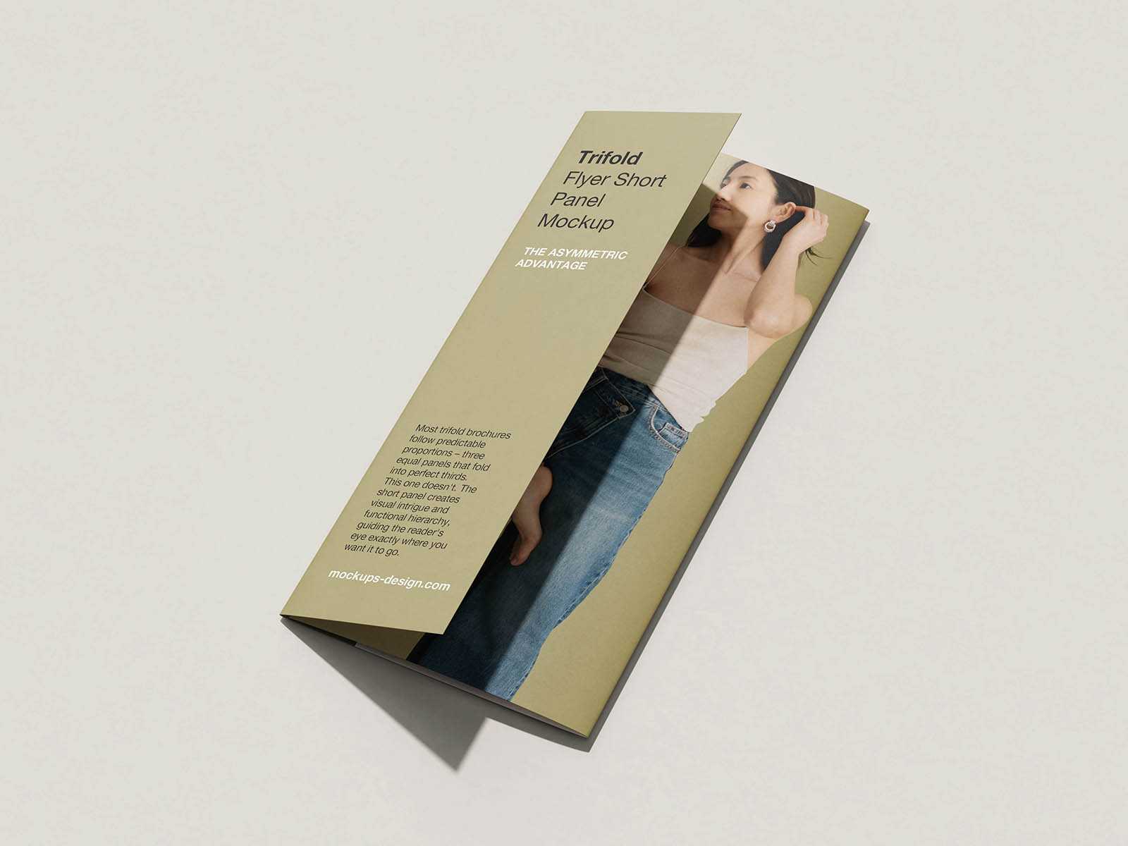 Asymmetric DL trifold flyer mockup