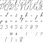 Mapa de caracteres da fonte Audrey Signature Font