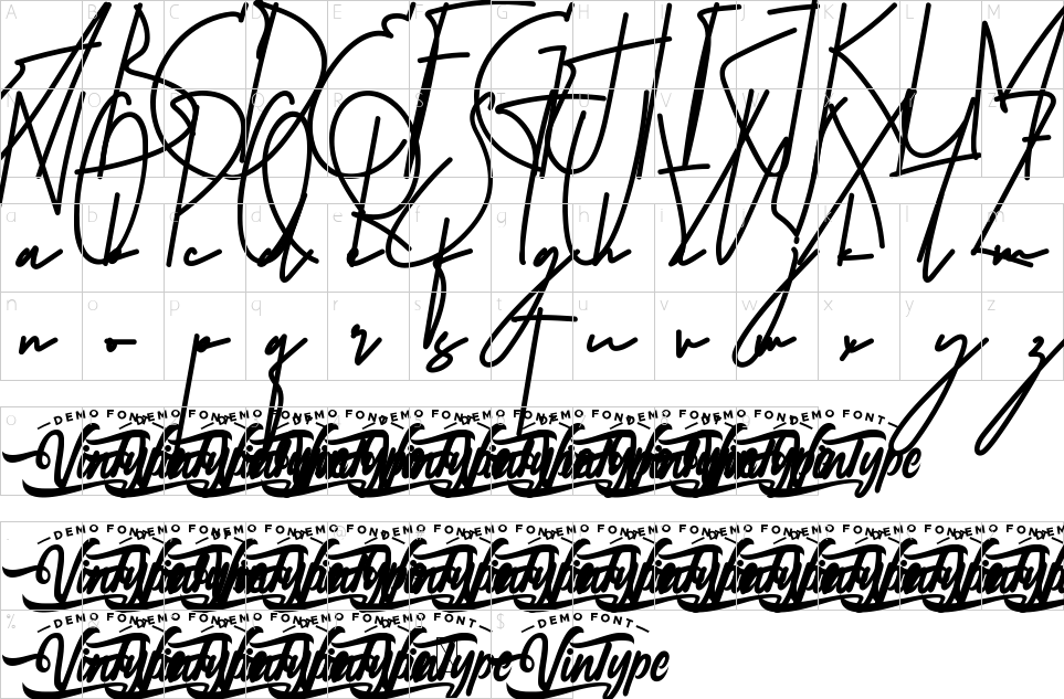 Mapa de caracteres da fonte Audrey Wasley Font