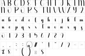 Mapa de caracteres da fonte Aurora Font