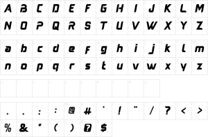 Mapa de caracteres da fonte Austere Font