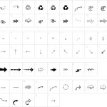 Mapa de caracteres da fonte Austie Bost Arrow Mania Font